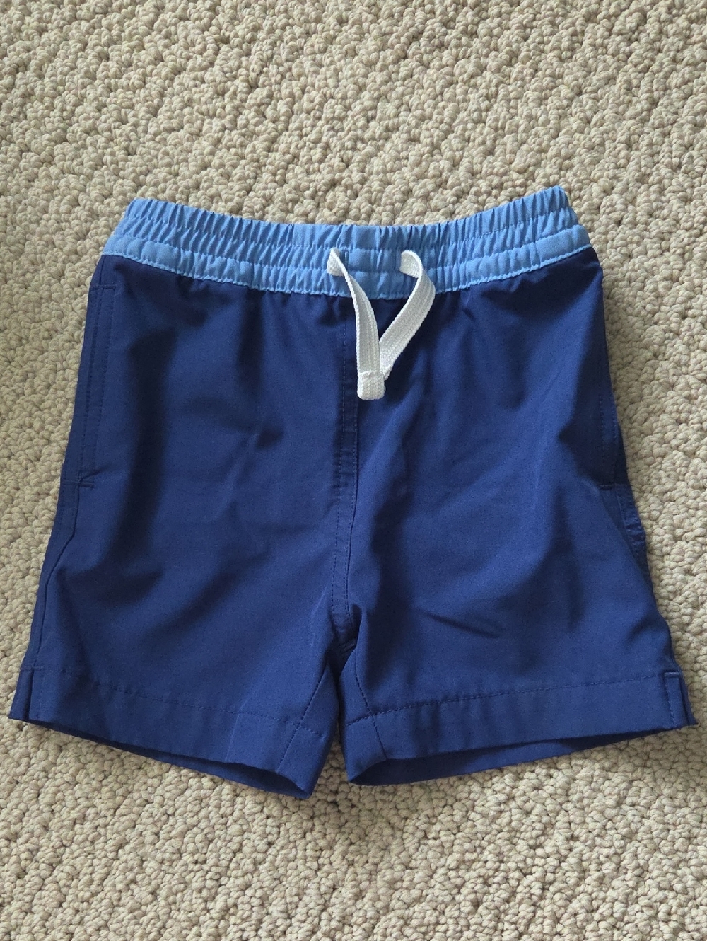 chubbies Kids Swim Shorts in Navy and Light Blue with White Drawstring